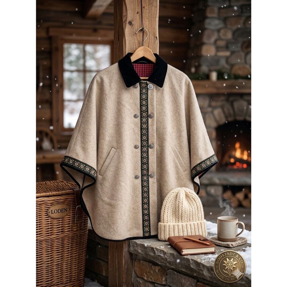 Vintage Nohstadt & Co. Austrian Loden Wool Cape